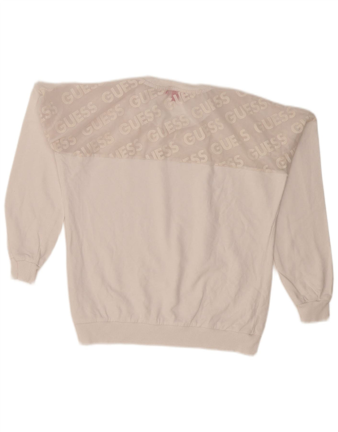 Guess Graphic Sweatshirt Jumper UK 10 Small White Colourblock