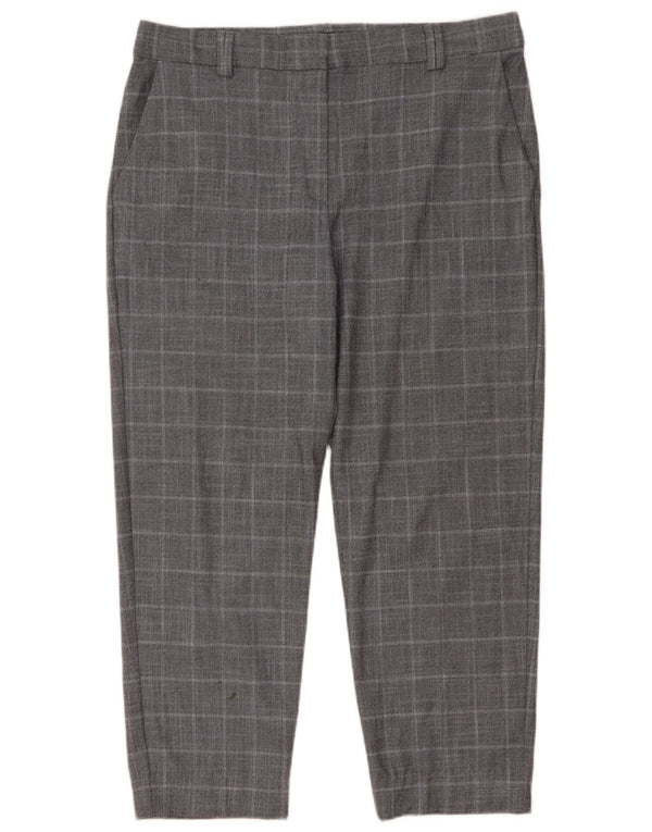 Marks & Spencer Herre Cropped Trousers UK 14 Large W34 L26 Grey Houndstooth