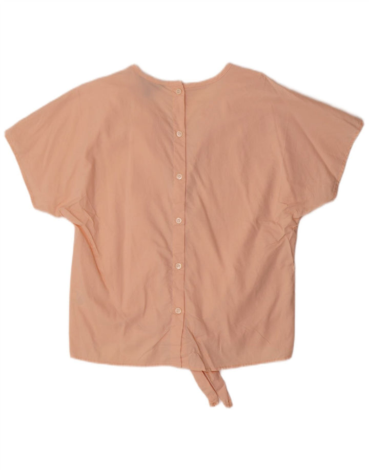 J. Crew Womens Front Tie Bluse Top UK 14 Medium Pink Bomuld