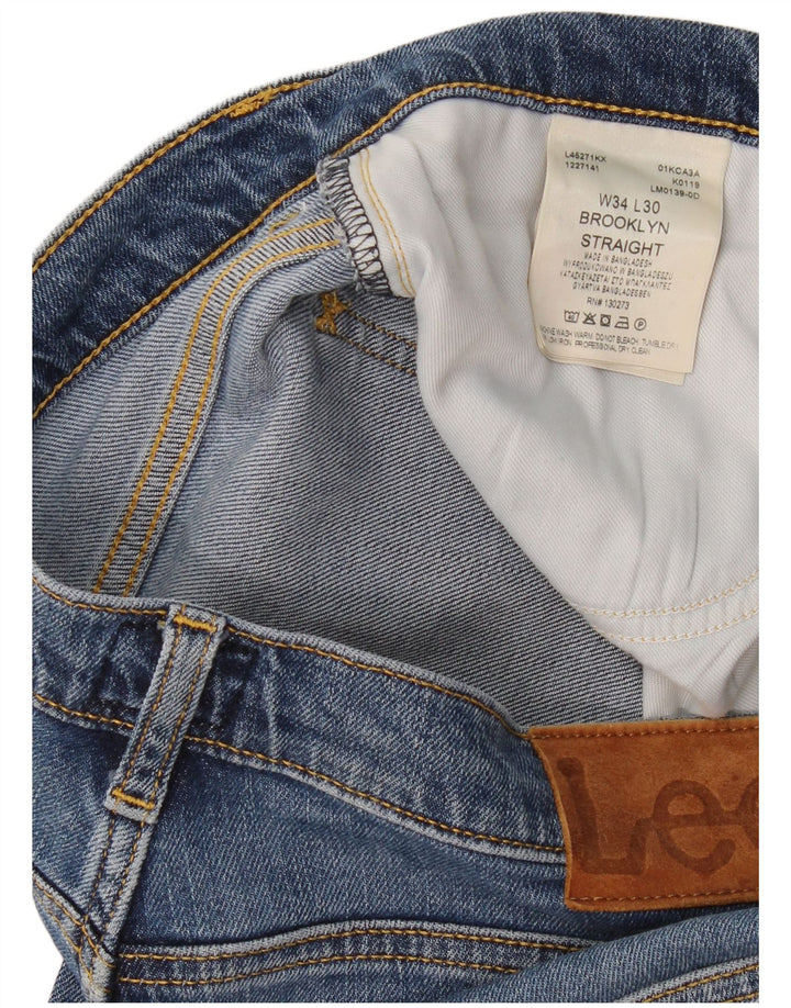 Lee Mens Brooklyn Straight Jeans W34 L30 Blå Bomuld