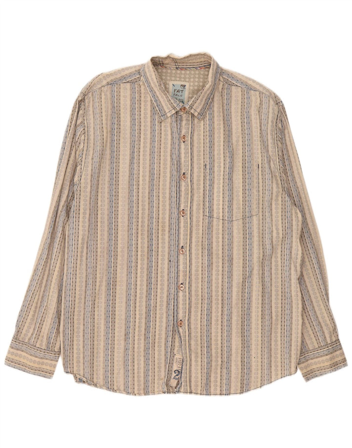 Fat Face herreskjorte stor beige stribet bomuld