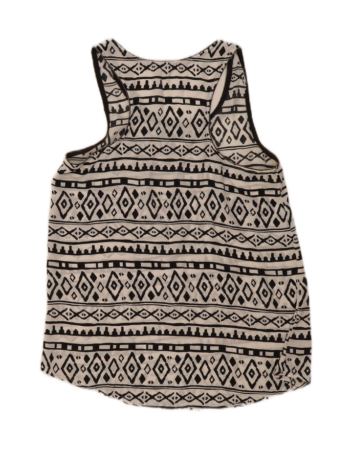 SOLANGE Womens Vest Top UK 10 Small White Geometric