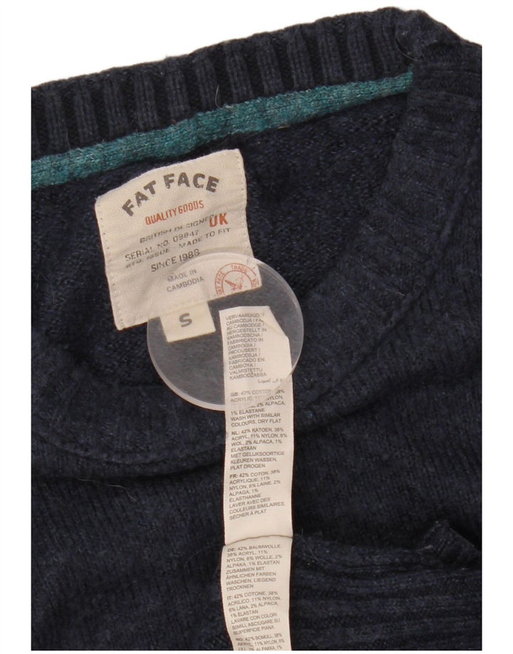 FAT FACE Dame Oversized Crew Neck Jumper Sweater UK 10 Small Navy Blue