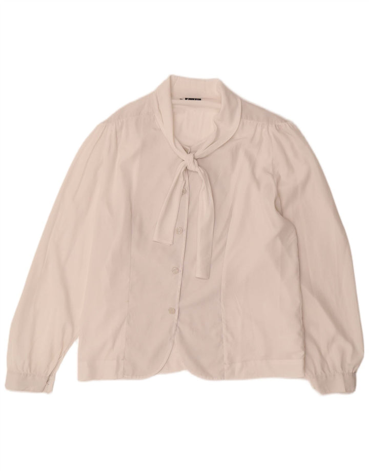 Vintage Dame Front Tie Shirt Bluse IT 51 XL Off White