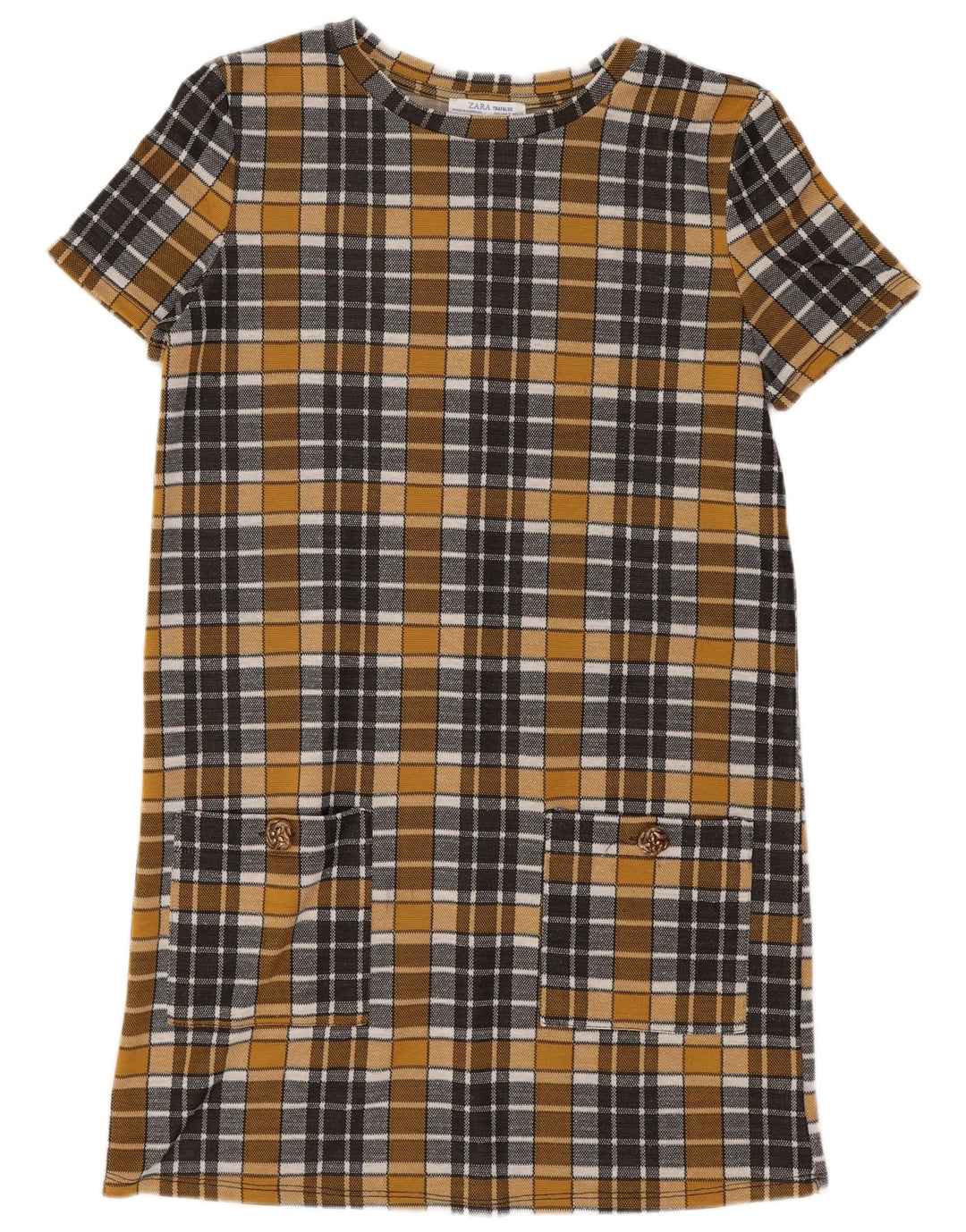 Zara Dame Trafaluc Shift Dress UK 10 Small Yellow Check