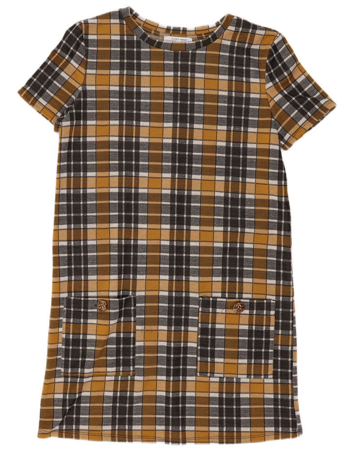 Zara Dame Trafaluc Shift Dress UK 10 Small Yellow Check