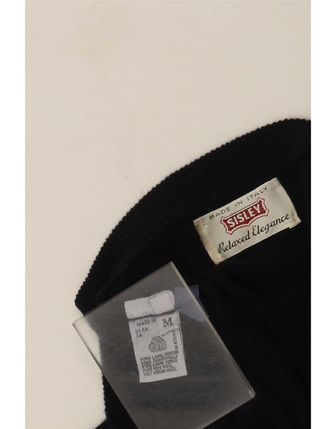 Sisley Herre V-hals sweater Medium Navy Blue Virgin Wool