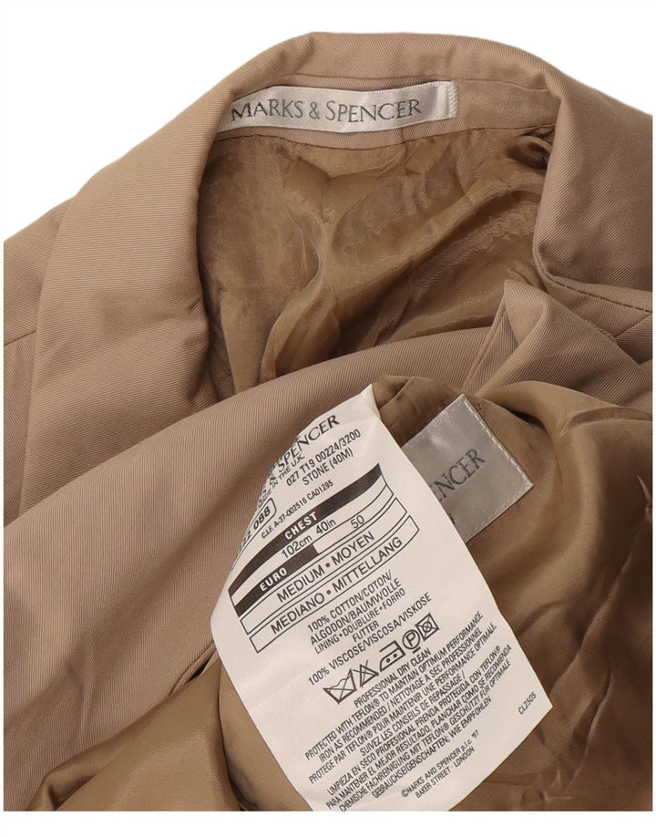 Marks & Spencer Herre 2-knaps blazerjakke UK 40 Medium Beige Bomuld