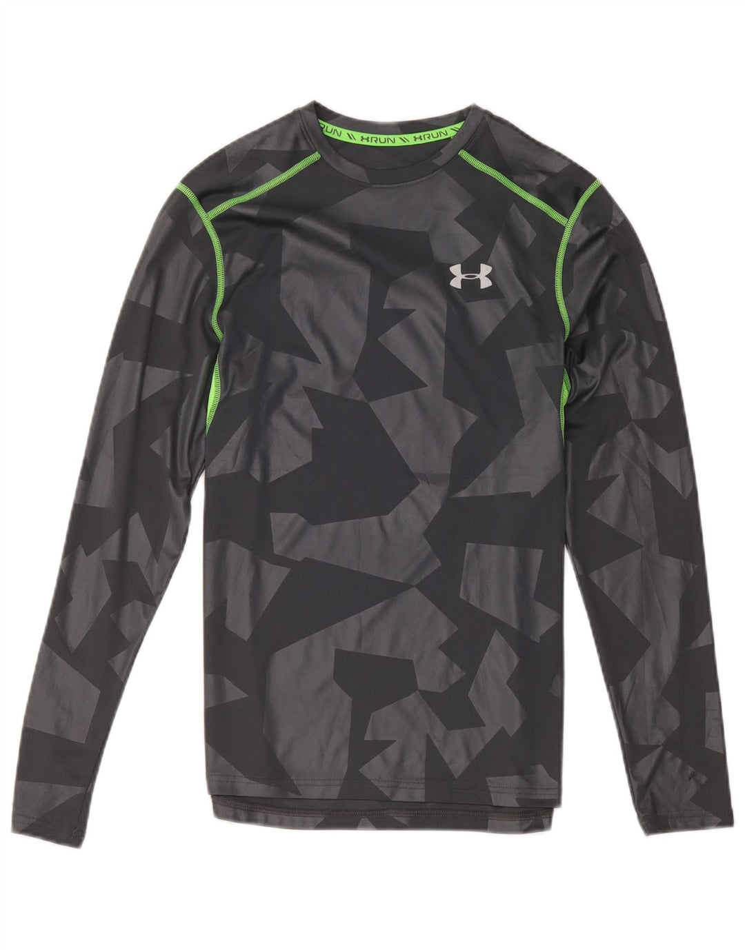 Under Armour Herre Heat Gear Top Langærmet Lille Grå Geometrisk Polyester