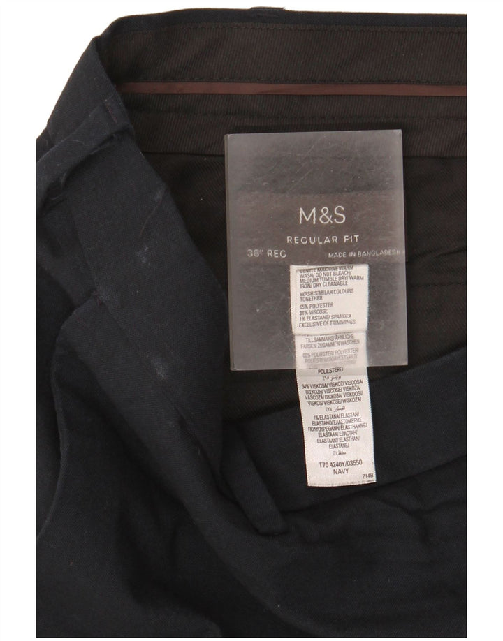 Marks & Spencer Herre Regular Fit Suit Bukser W38 L31 Marineblå polyester