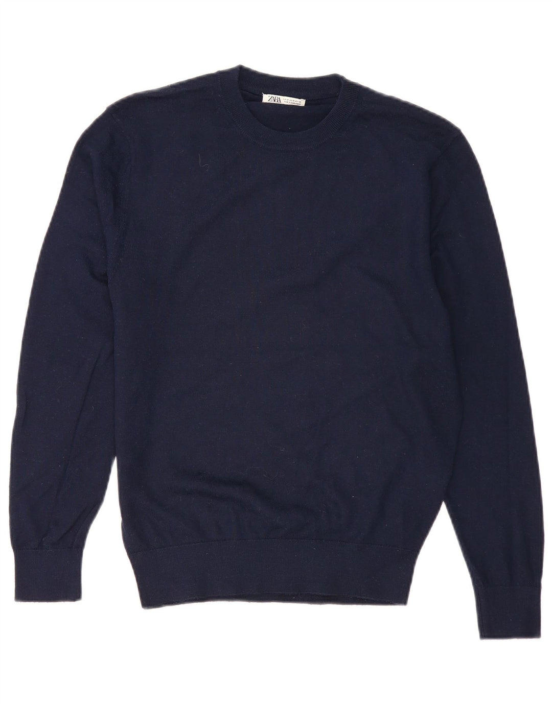Zara Herre Crew Neck Jumper Sweater Medium Navy Blue Akryl