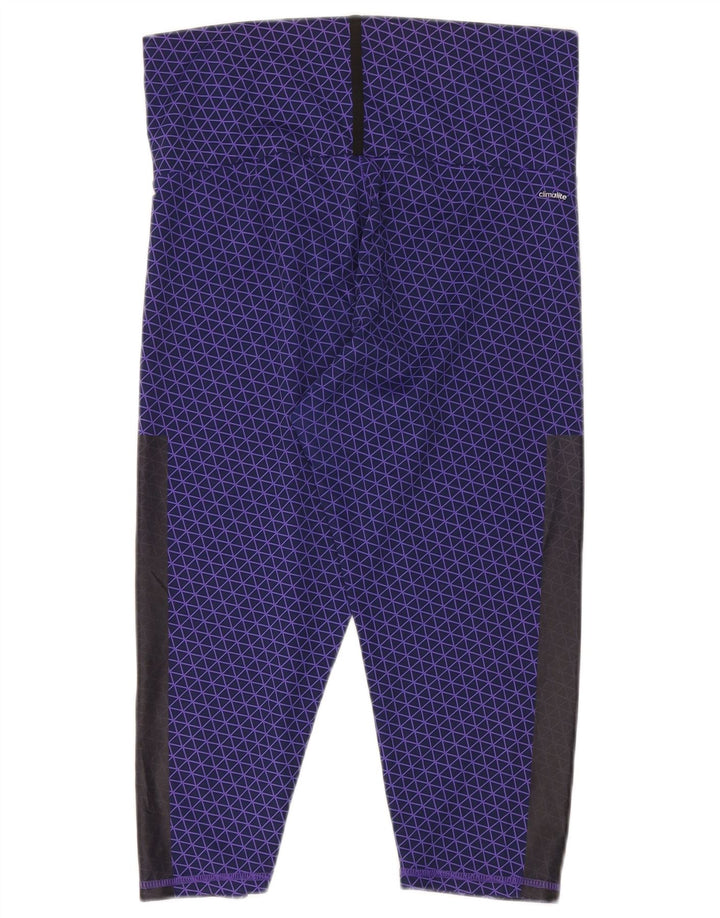 ADIDAS Dame Climalite Capri Leggings UK 14 Medium Lilla Colourblock
