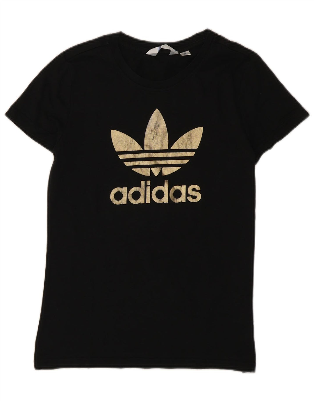 Adidas Dame Grafisk T-Shirt Top IT 42 Medium Sort Bomuld
