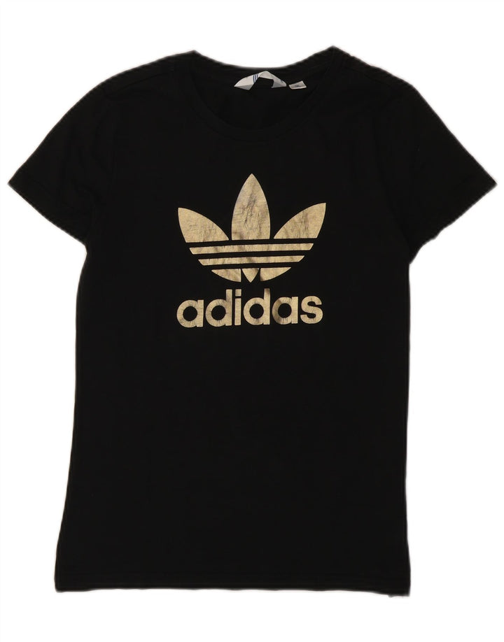 Adidas Dame Grafisk T-Shirt Top IT 42 Medium Sort Bomuld