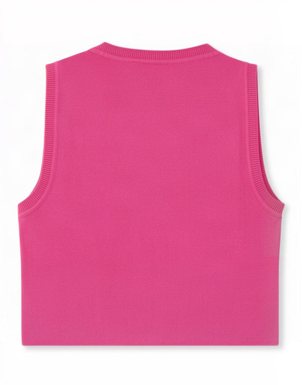 Zara Womens Crop Vest Top UK 14 Large Pink Viscose