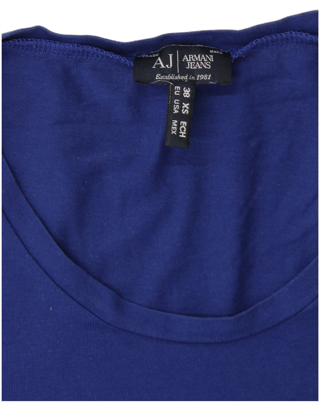 Armani Jeans Dame Grafisk T-Shirt Top EU 38 Medium Blue Bomuld