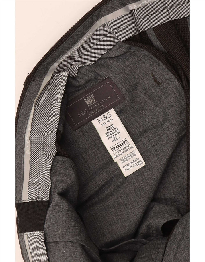 Marks & Spencer Herre Skræddersyet Fit Slim Suit Bukser W38 L29 Brun