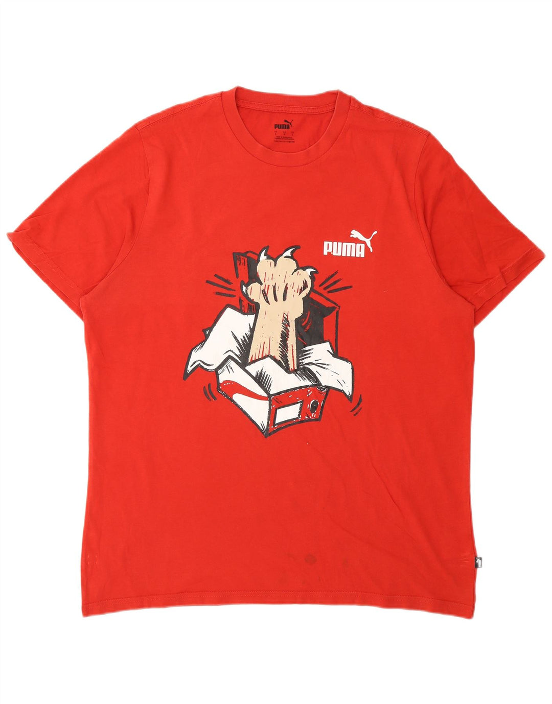 Puma Herre Grafisk T-Shirt Top Stor Rød Bomuld