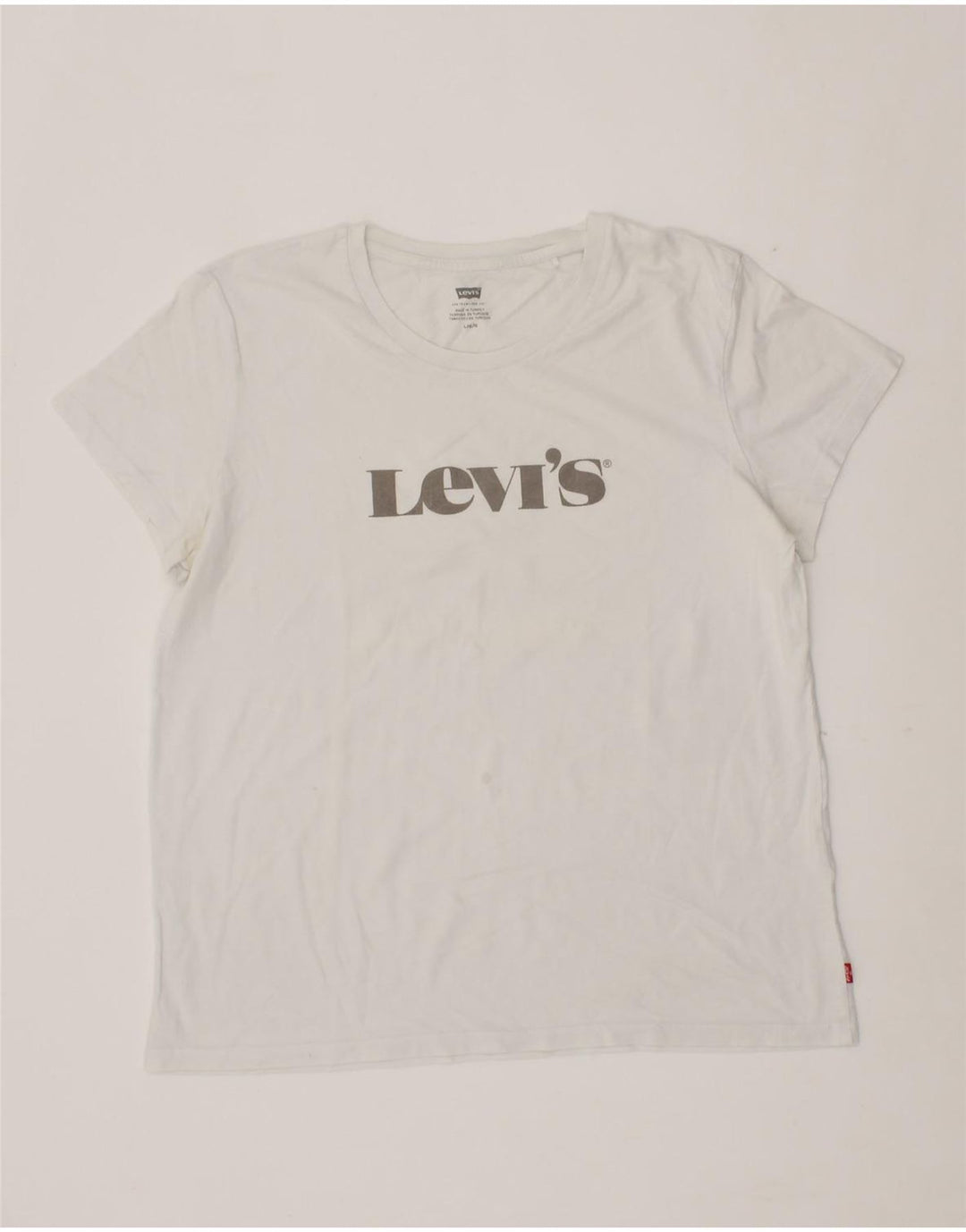 LEVI'S Womens Graphic T-Shirt Top UK 16 Large White Vintage Levi's and Second-Hand Levi's from Messina Hembry 