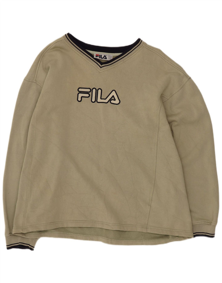 Fila Herre Grafisk Regular Fit Sweatshirt Jumper XL Khaki Bomuld
