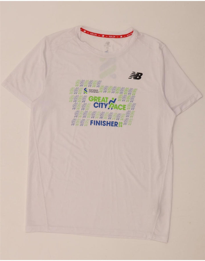 New Balance Herre grafisk T-shirt Top Medium White Polyester