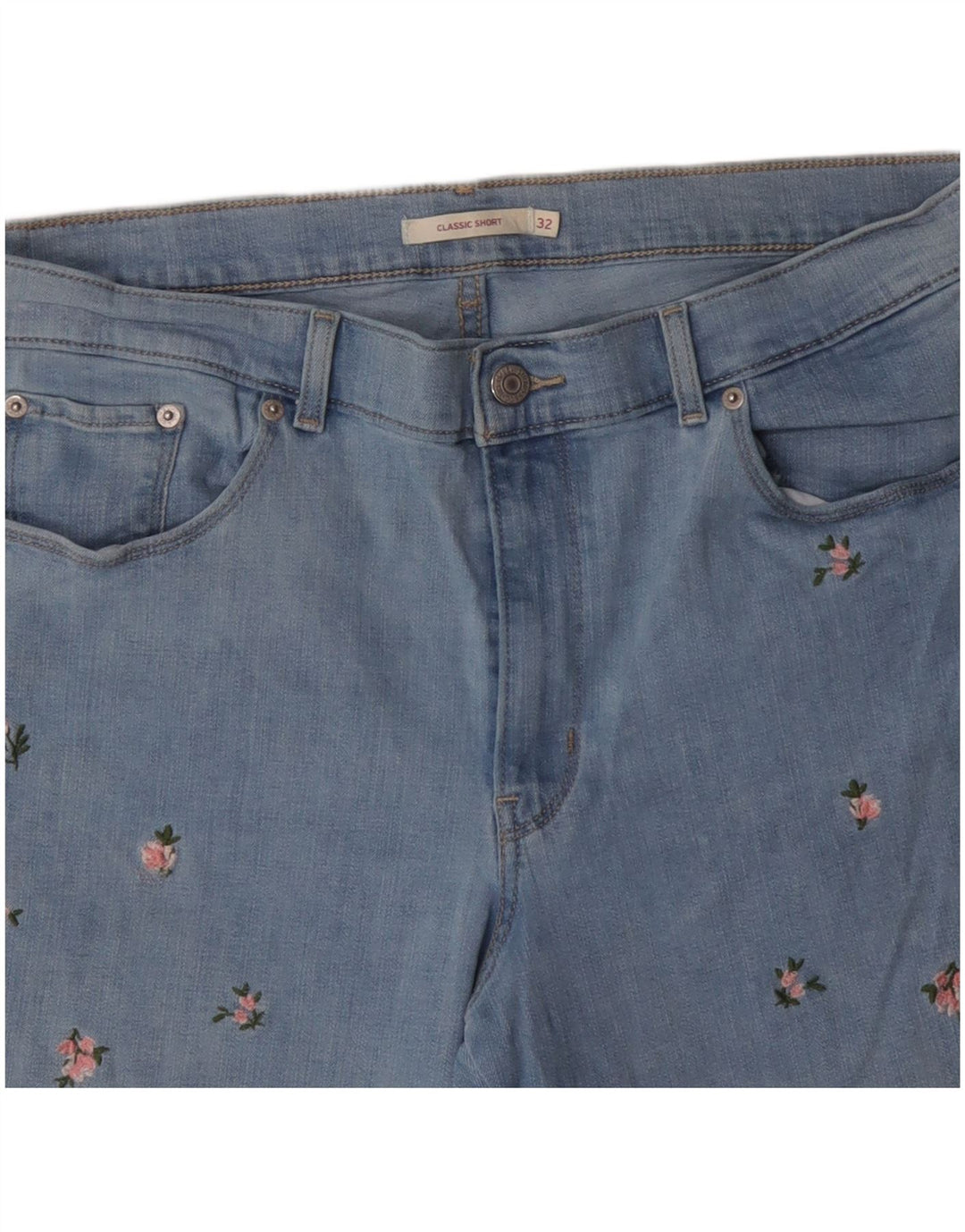 LEVI'S Klassiske denimshorts til kvinder W32 Large Blue Floral Bomuld