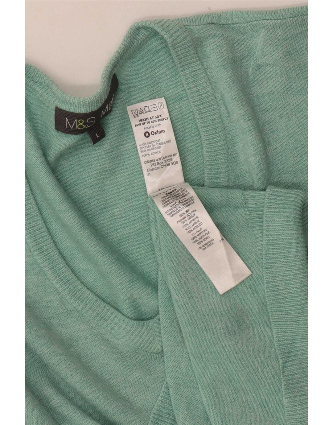 Marks & Spencer Herre V-hals sweater Stor grøn akryl