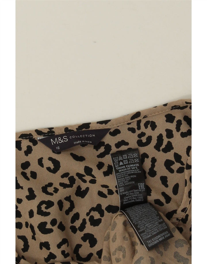 MARKS & SPENCER Damebluse Top UK 16 Stort brunt dyreprint