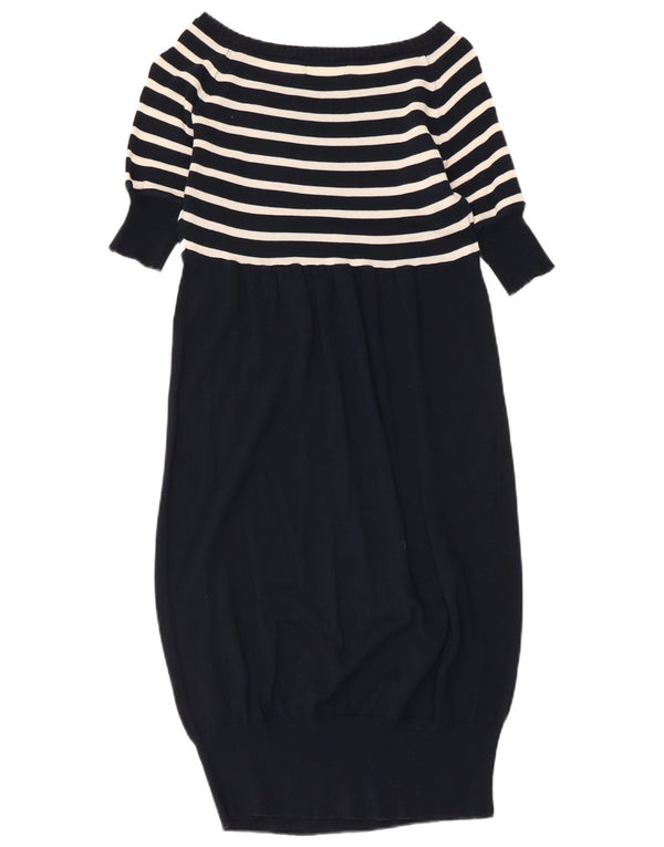 Ralph Lauren Dame Kortærmede Jumper Kjole UK 8 Small Navy Blue Stribet