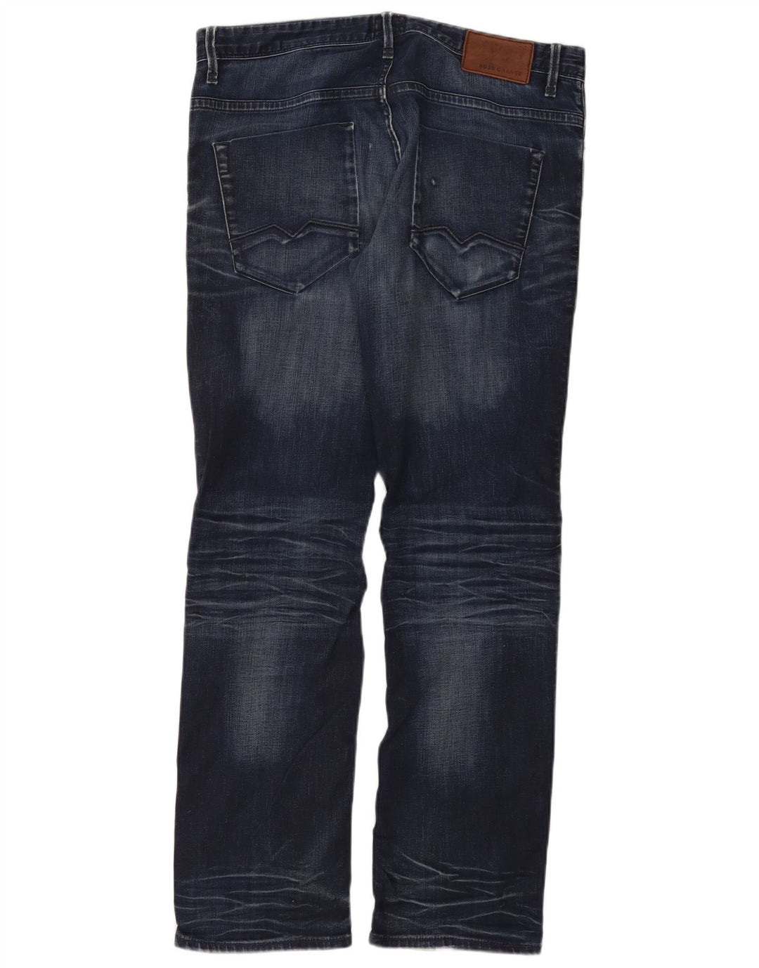 HUGO BOSS Straight jeans til mænd W34 L32 Marineblå bomuld