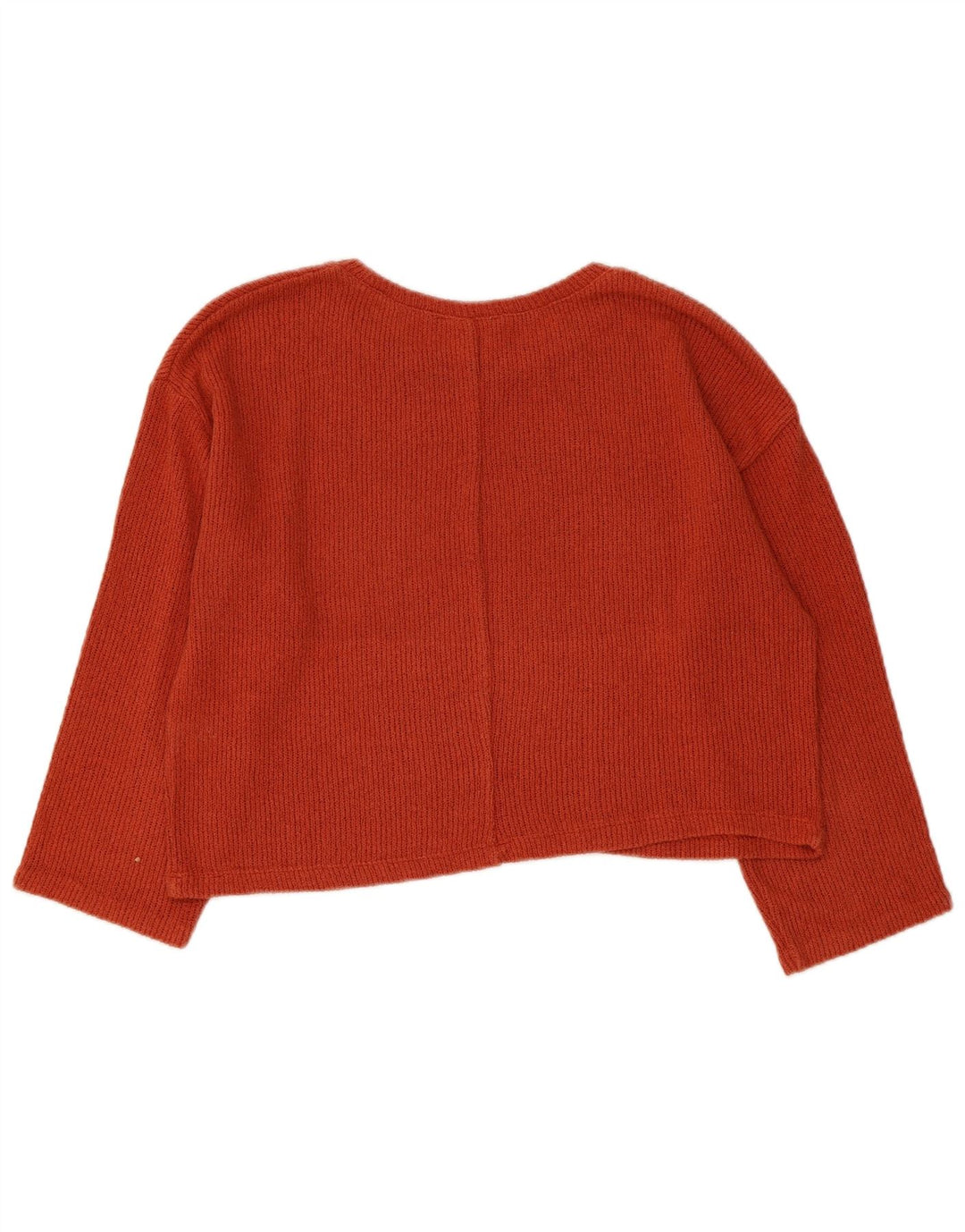 ZARA Dame Trafaluc Crop Boat Neck Jumper Sweater UK 16 Large Maroon