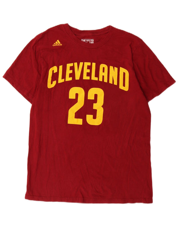 Adidas Herre Cleveland Grafisk T-shirt Top Medium Rød Bomuld