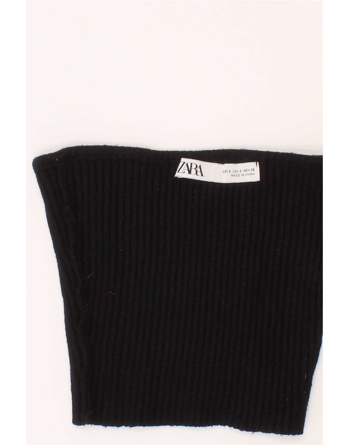 Zara Womens Off Shoulder Crop Top Small Black Viscose