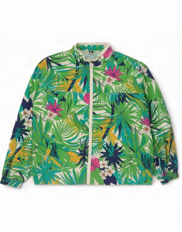 Trigema Womens Oversized træningsdragt Top jakke UK 16 Large Green Floral