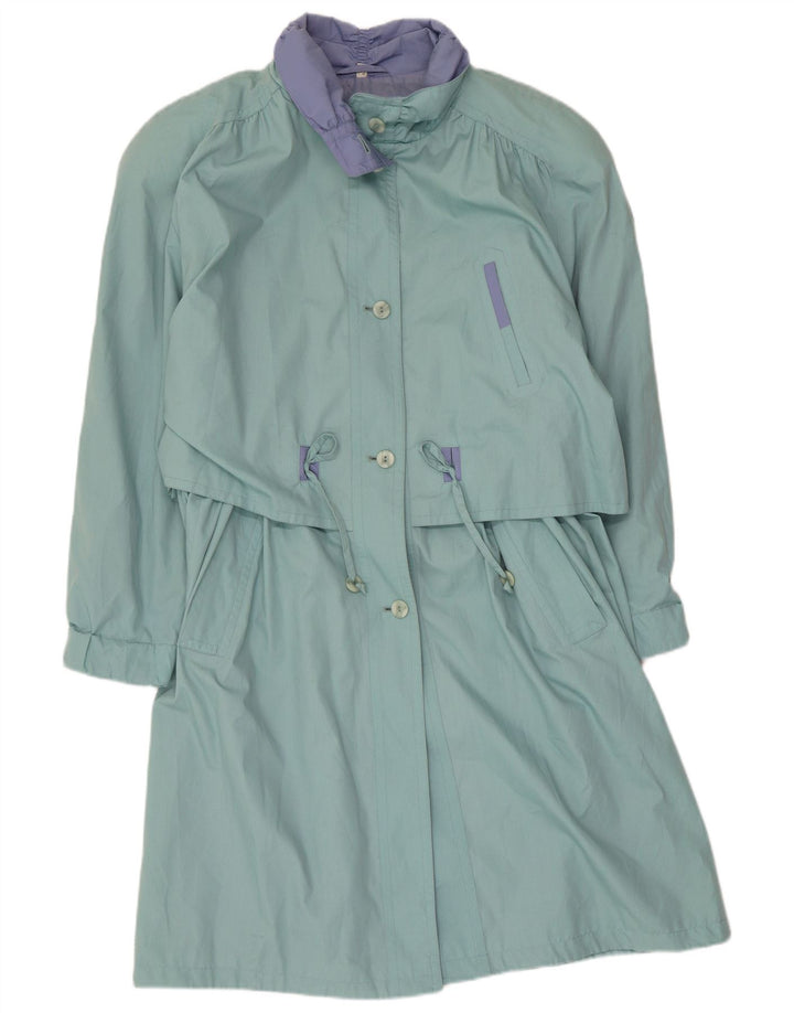 Vintage Trench Coat til kvinder UK 12 Medium Green Colourblock Polyester