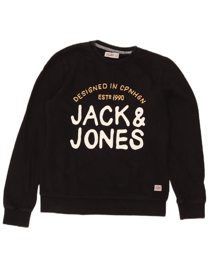 Jack & Jones Herre grafisk sweatshirt Jumper Medium Sort Bomuld