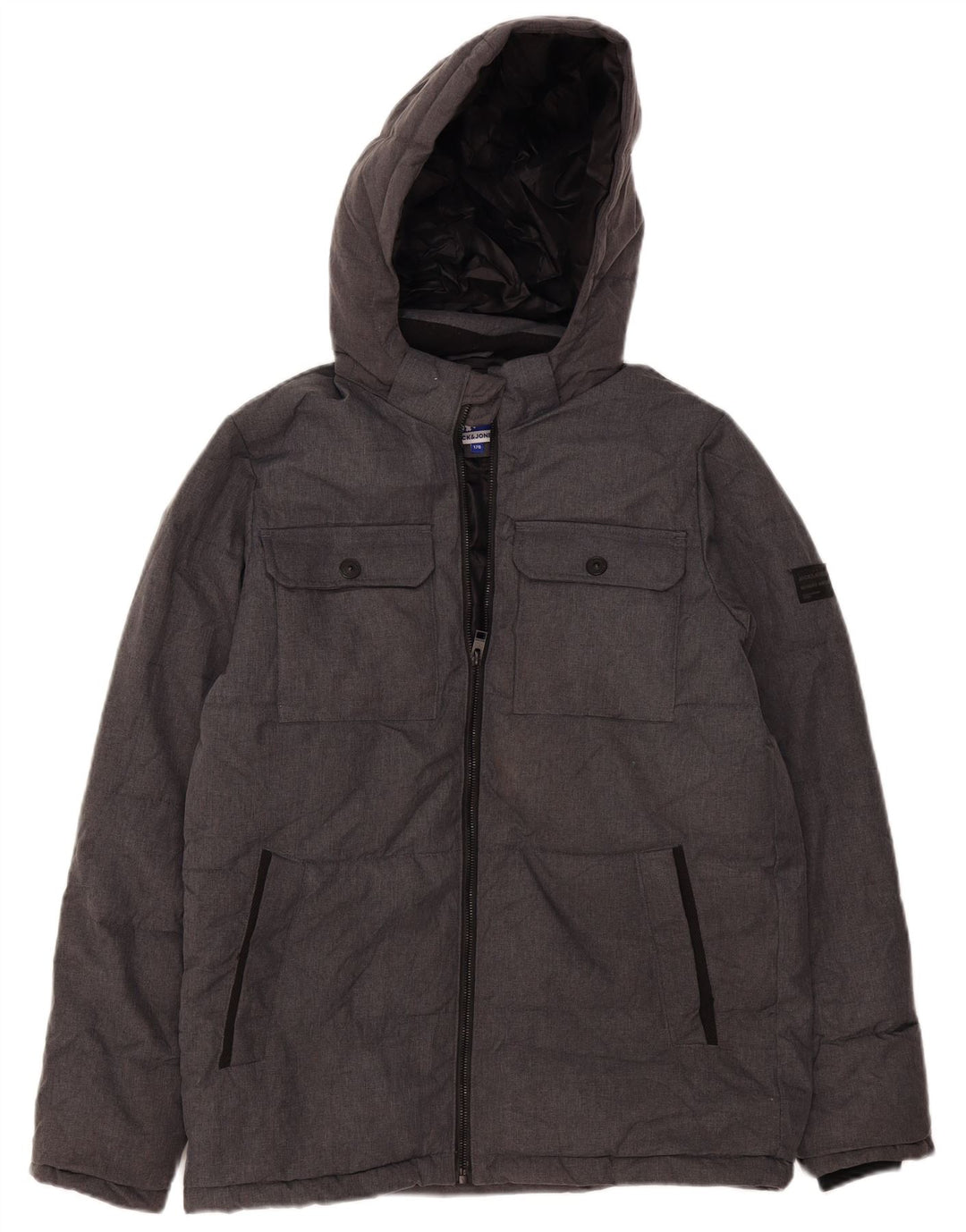 Jack & Jones Polstret jakke med hætte til drenge 15-16 år Gråflettet