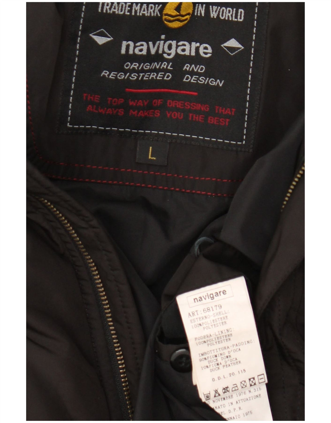 Navigare Herre Hooded Parka Jacket UK 40 Large Black Polyester