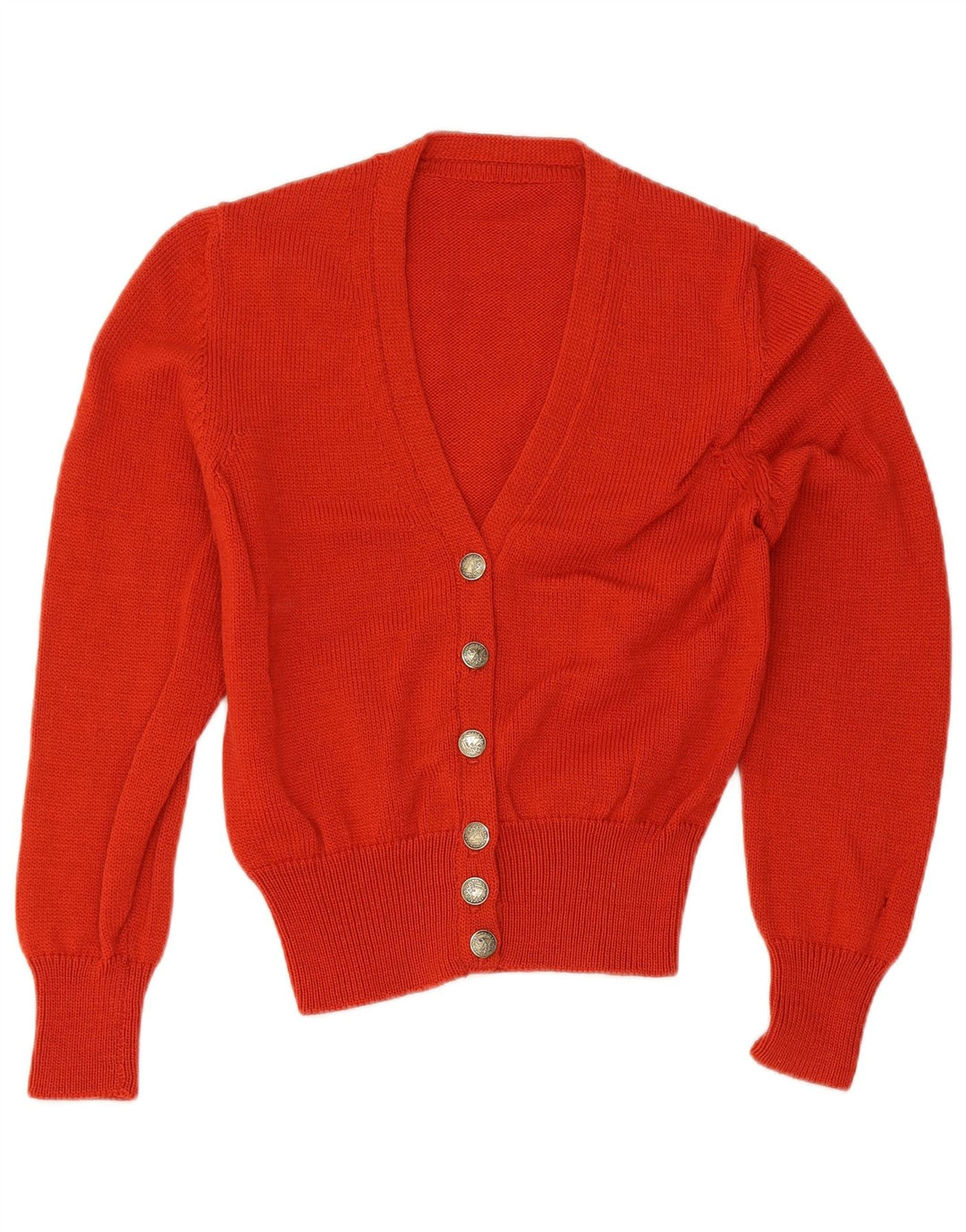Vintage Dame Crop Cardigan Sweater UK 10 Small Orange