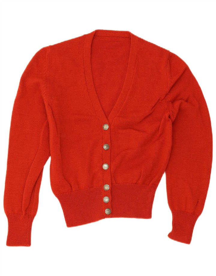 Vintage Dame Crop Cardigan Sweater UK 10 Small Orange