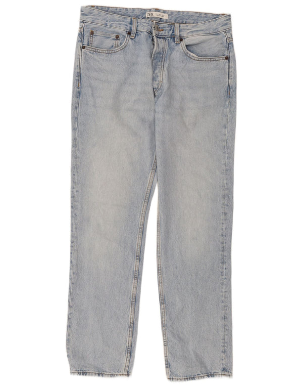 Zara Straight Jeans til mænd EU 42 Large W32 L32 Blå Bomuld