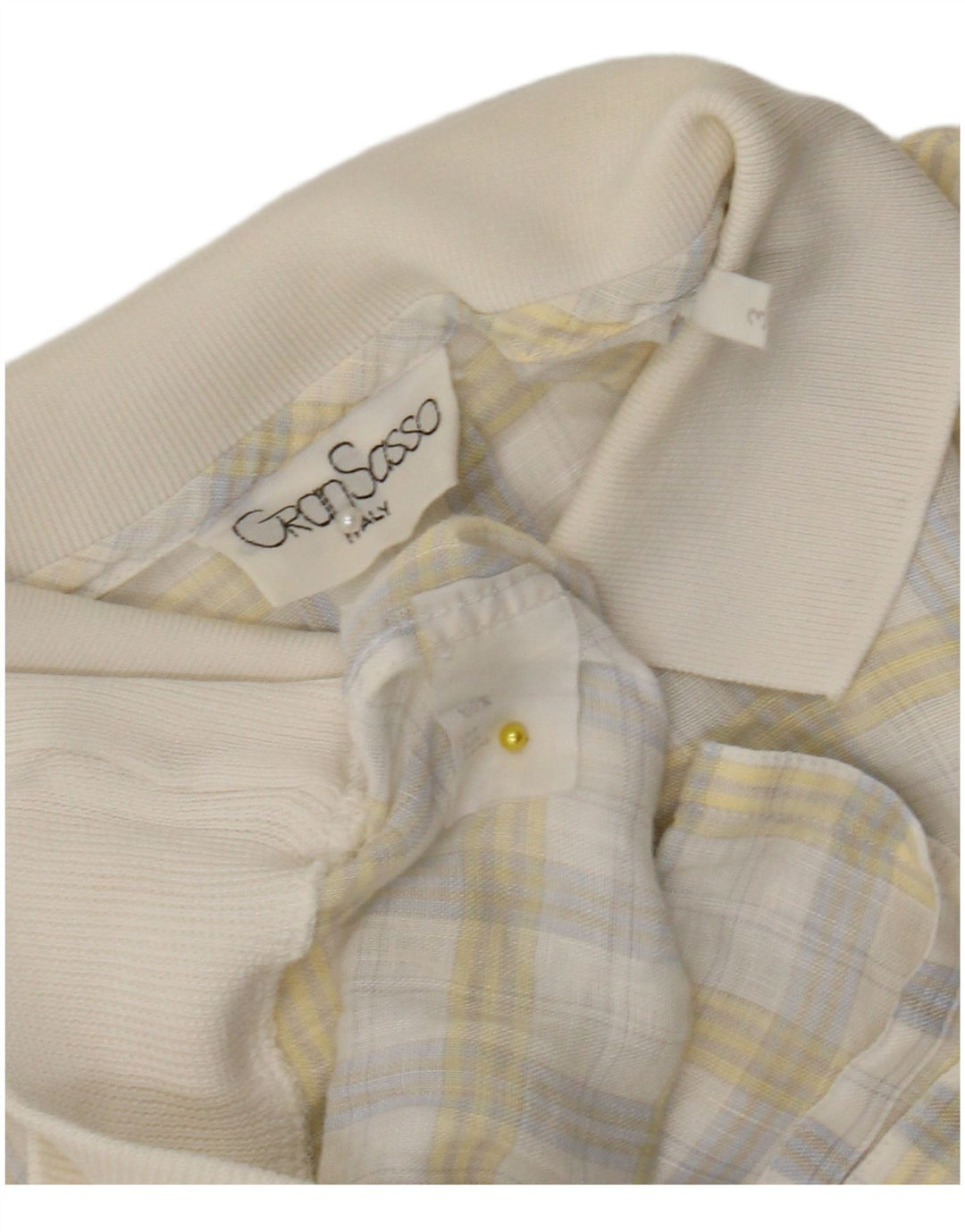Gran Sasso Herre Kortærmet Pullover Shirt Medium Hvid Ternet Hør