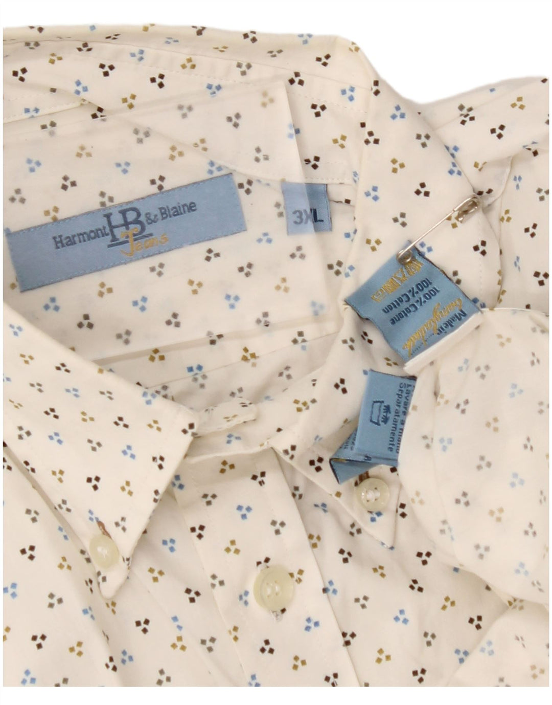 HARMONT & BLAINE Herreskjorte 3XL Off White plettet bomuld