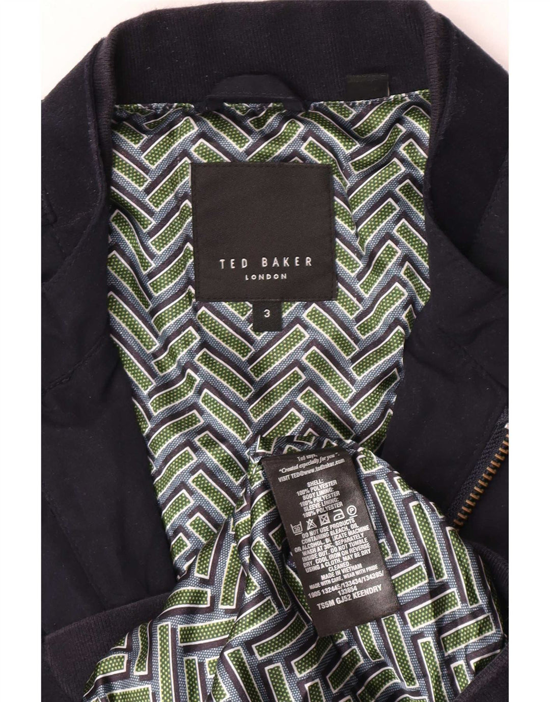 Ted Baker Bomberjakke til mænd str. 3 Medium Navyblå polyester