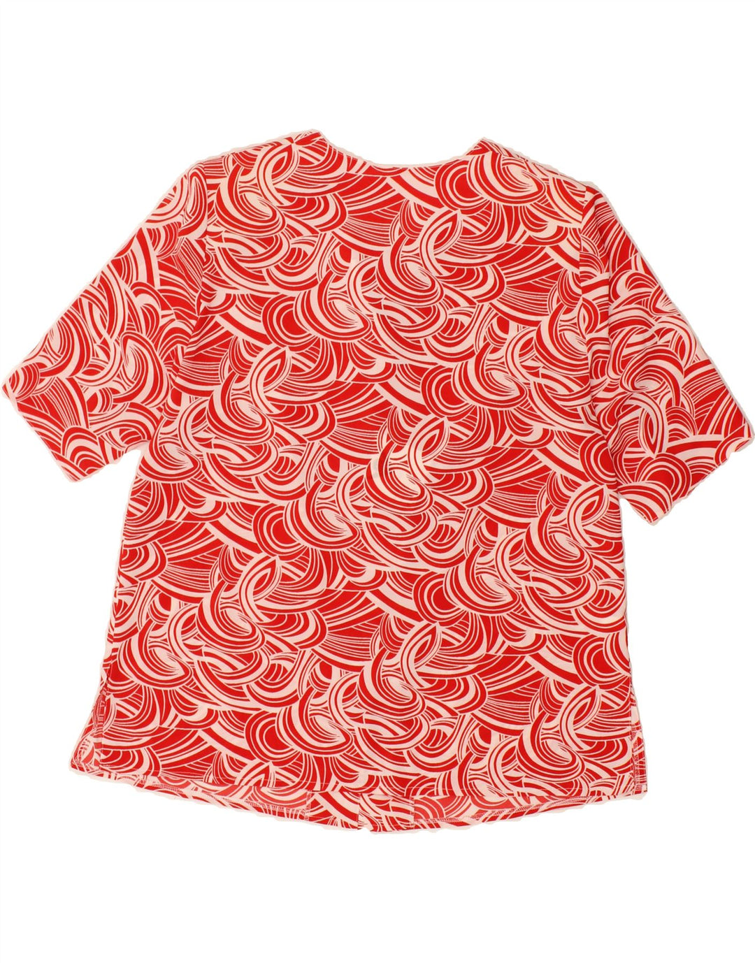 VINTAGE Womens Abstract Pattern Short Sleeve Shirt Blouse IT 42 Medium Red Vintage Vintage and Second-Hand Vintage from Messina Hembry 