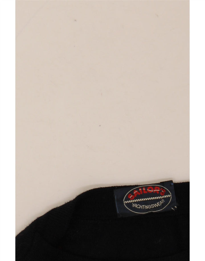 VINTAGE Herre Boat Neck Jumper Sweater Medium Navy Blue