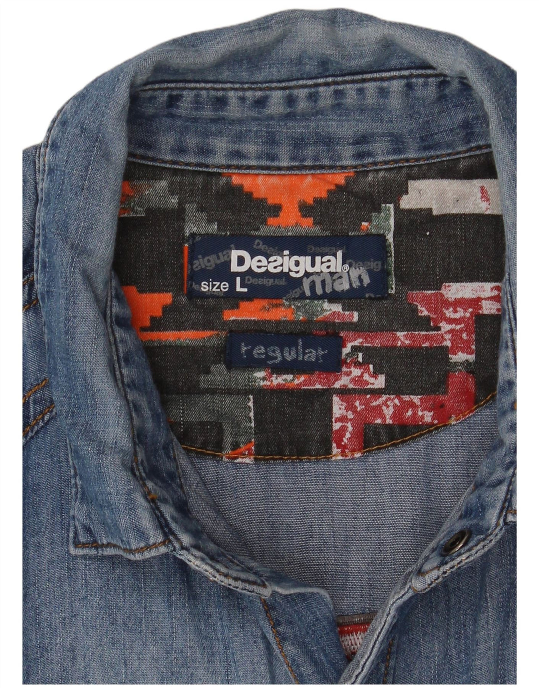 DESIGUAL Denimskjorte til mænd Stor Blå Geometrisk