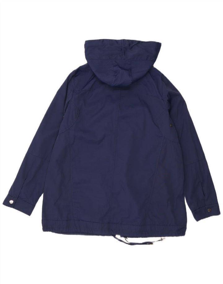 Zara Dame Hooded Parka Jacket UK 14 Medium Navy Blue Nylon
