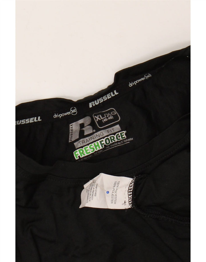 RUSSELL ATHLETIC Herre Dri-Power T-Shirt Top XL Sort Polyester
