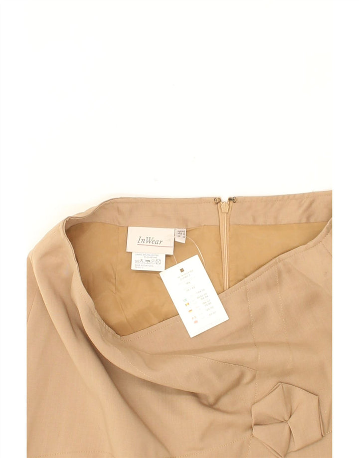 VINTAGE Womens A-Line Skirt UK 14 Large W30  Beige Wool Vintage Vintage and Second-Hand Vintage from Messina Hembry 